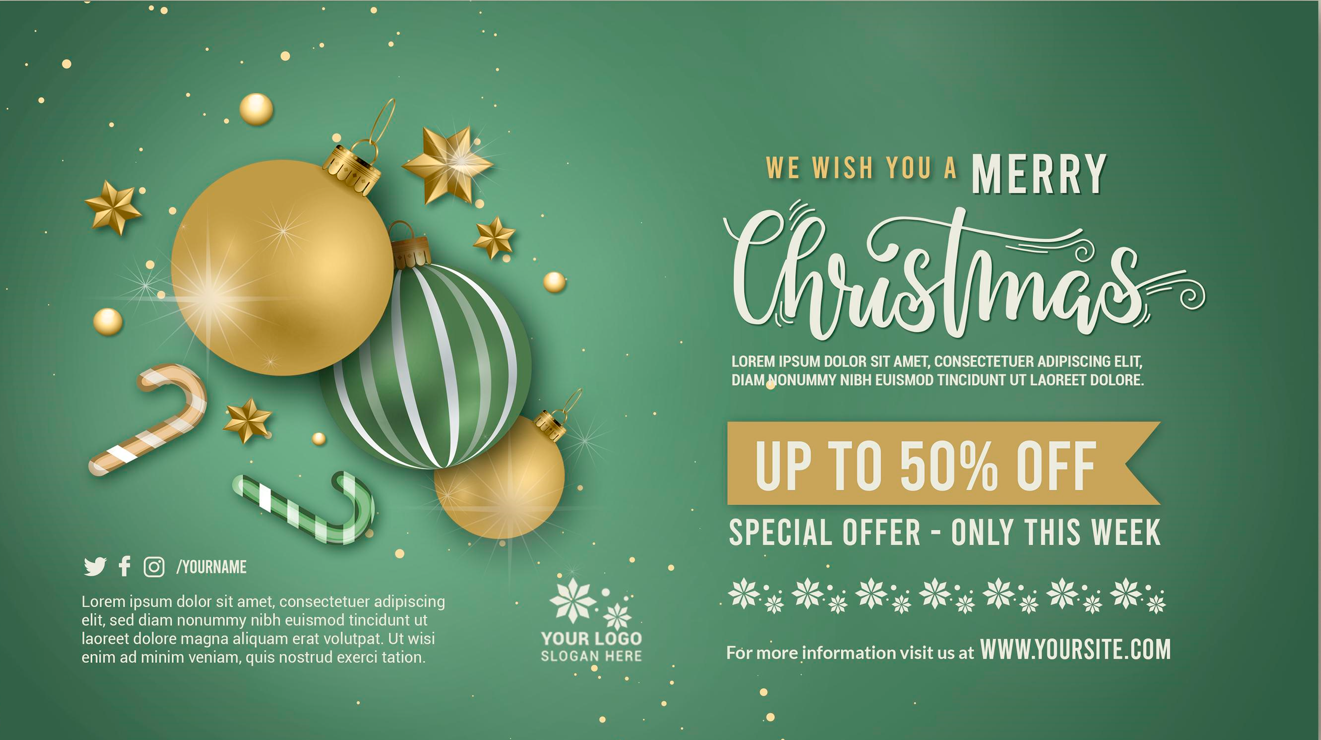 Mẫu thiết kế Merry Christmas đơn giản