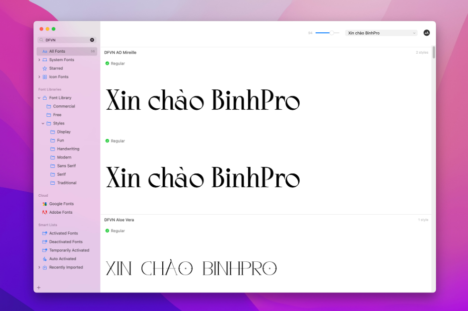 Các tính năng của RightFont